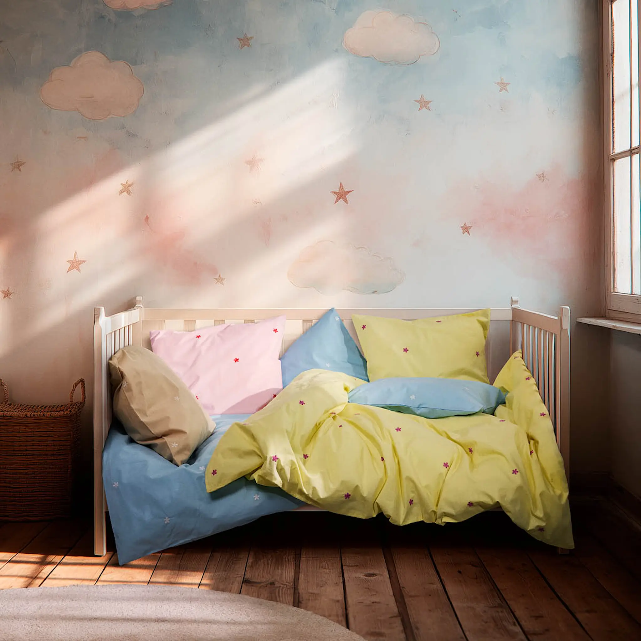 Juna Daisy påslakanset baby 70x100 cm gul