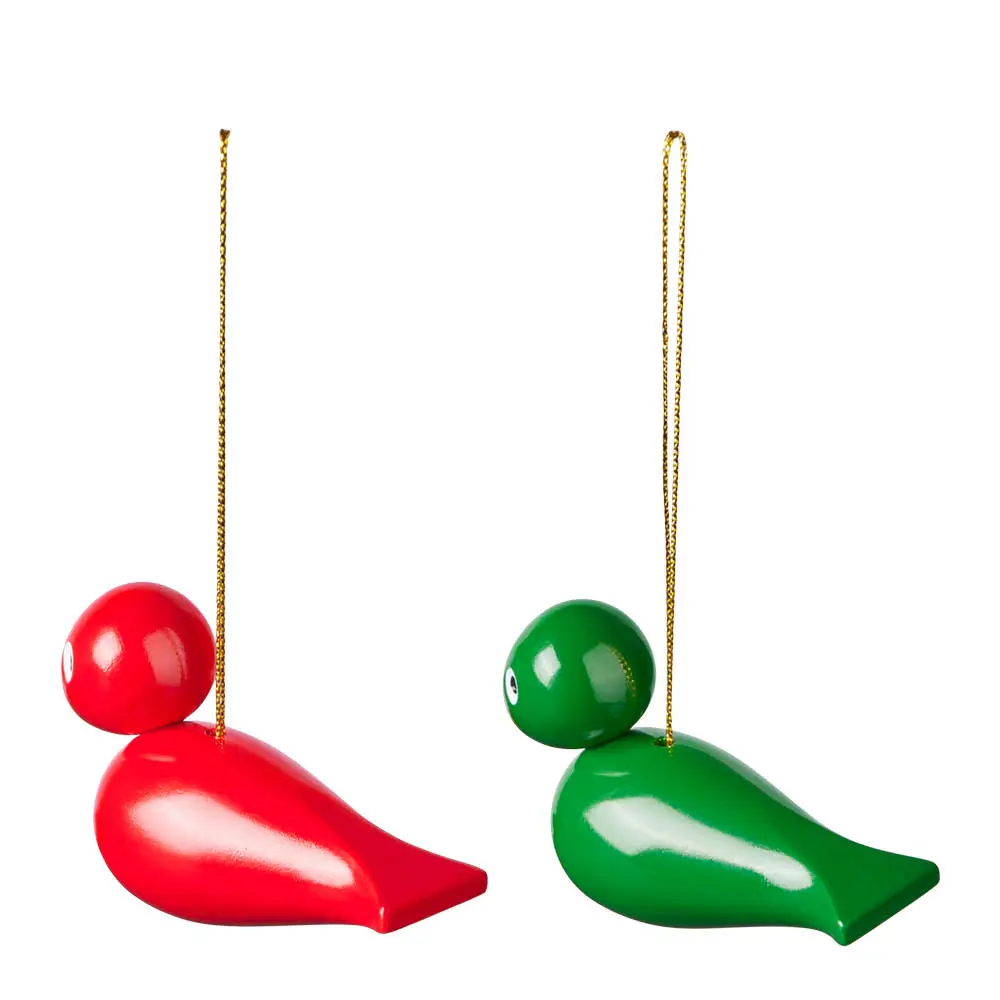 Joululinnut 5 cm 2 kpl punainen/vihreä
