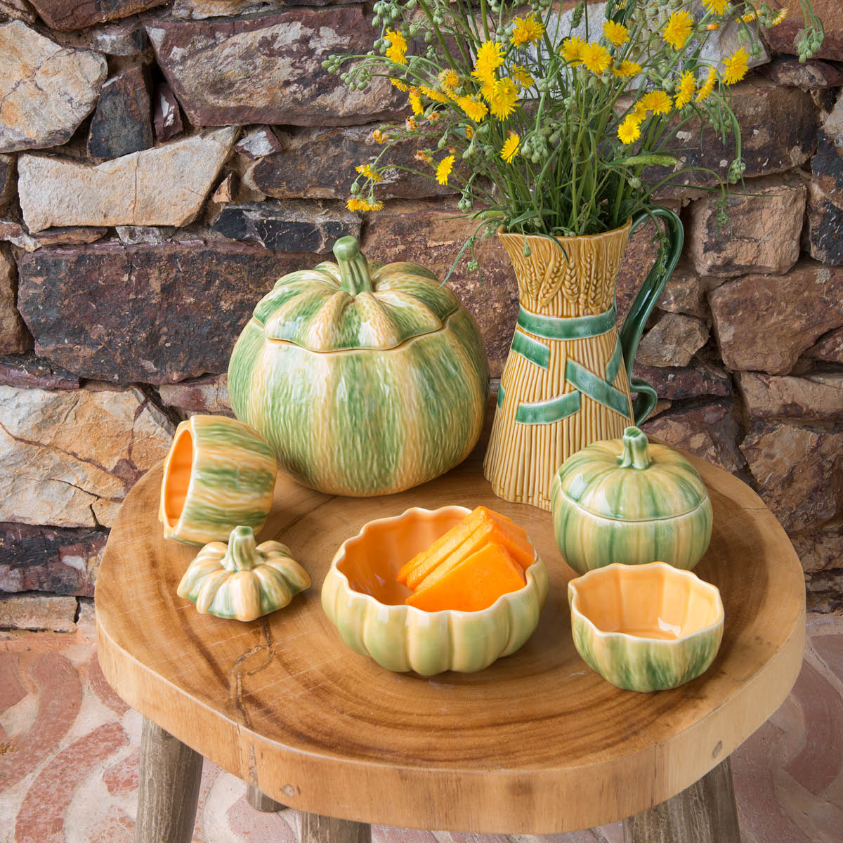 Bordallo Pinheiro Pumpkin terrin 4,3L gresskar oransje/grønn