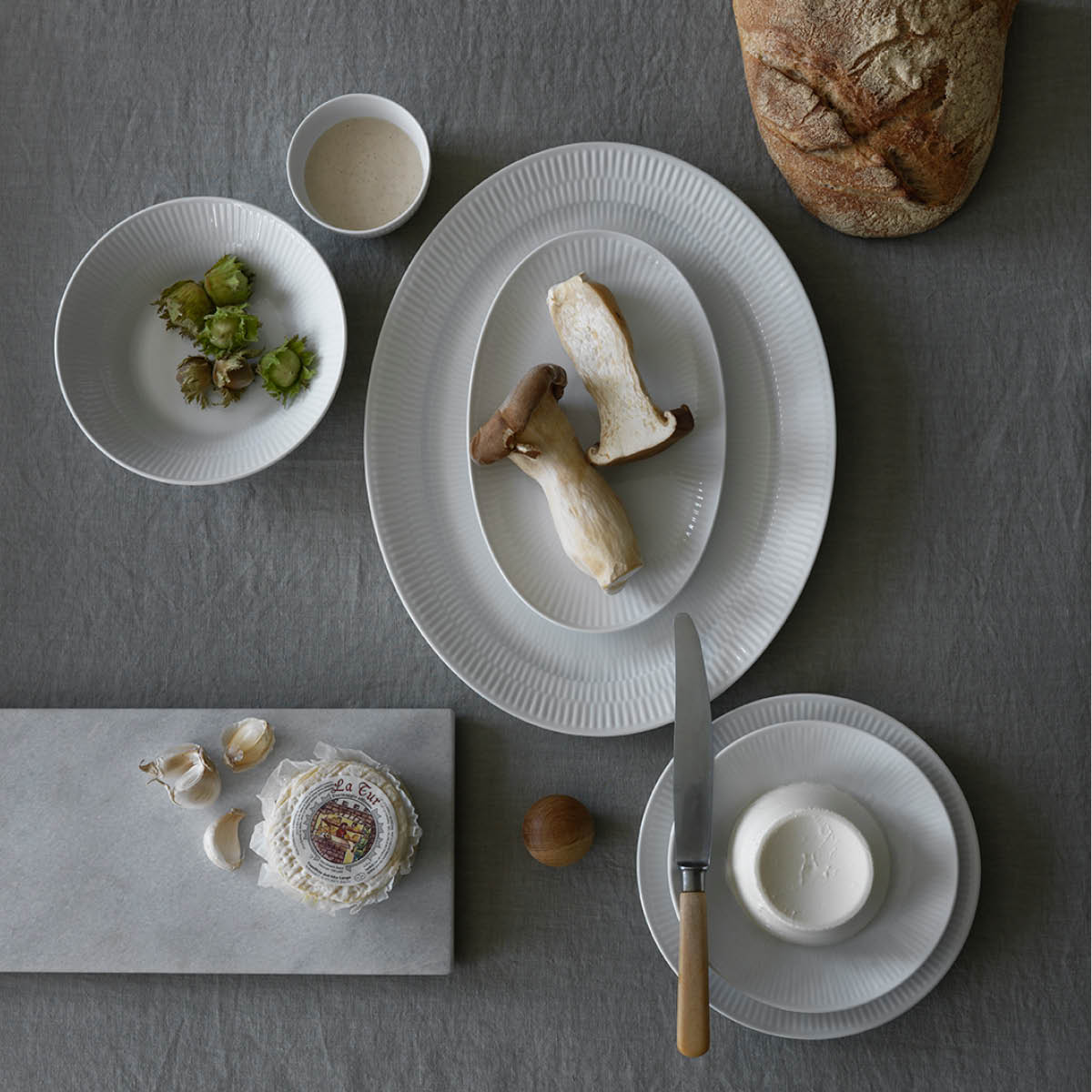 Royal Copenhagen Hvit Riflet dyp tallerken 17 cm