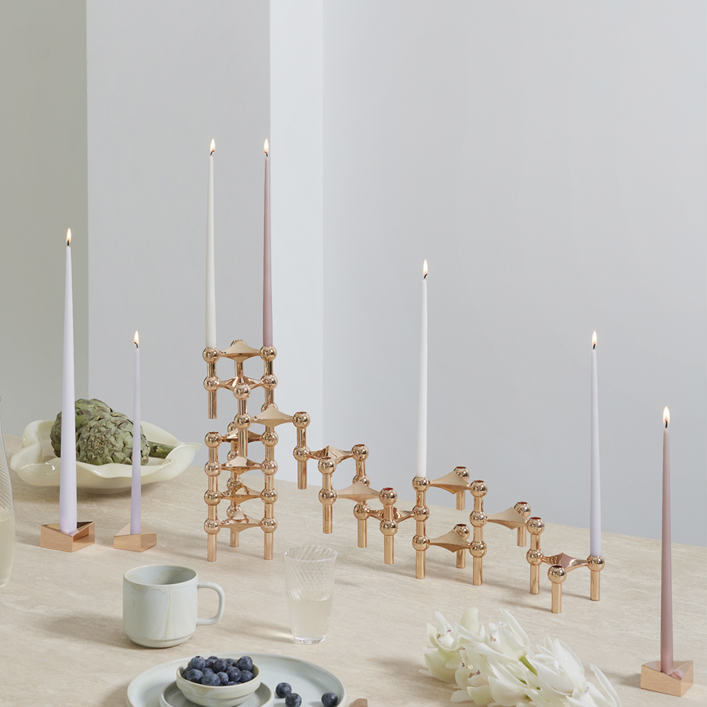 Stoff Nagel Lysestake 3 stk 11,2x6,5 cm rose gull