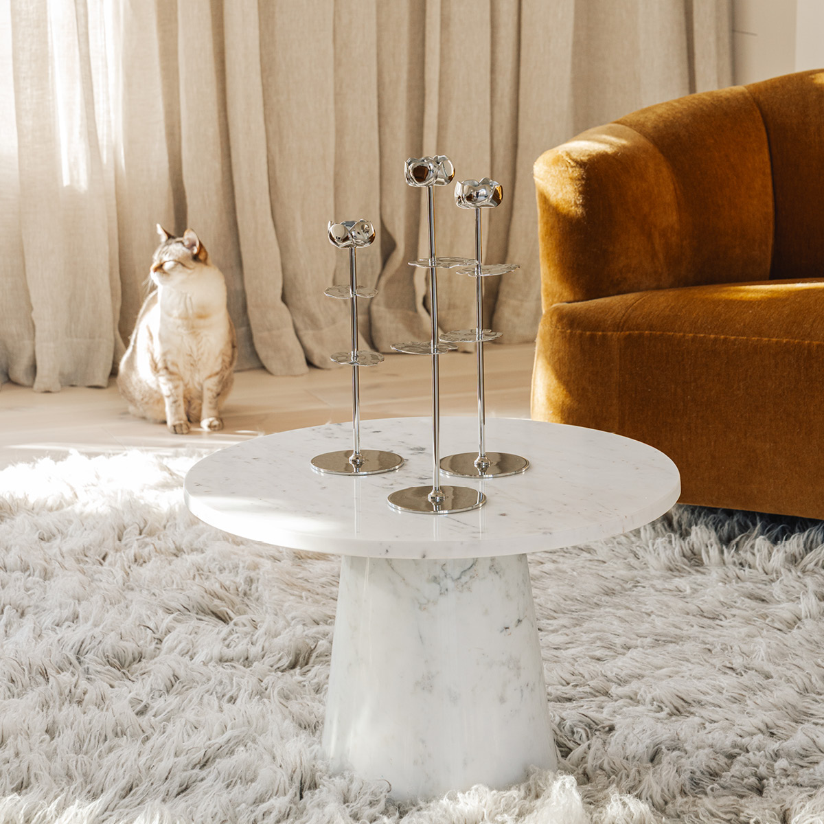 Hilke Ninfea Alta NP lysestake 40 cm sølv