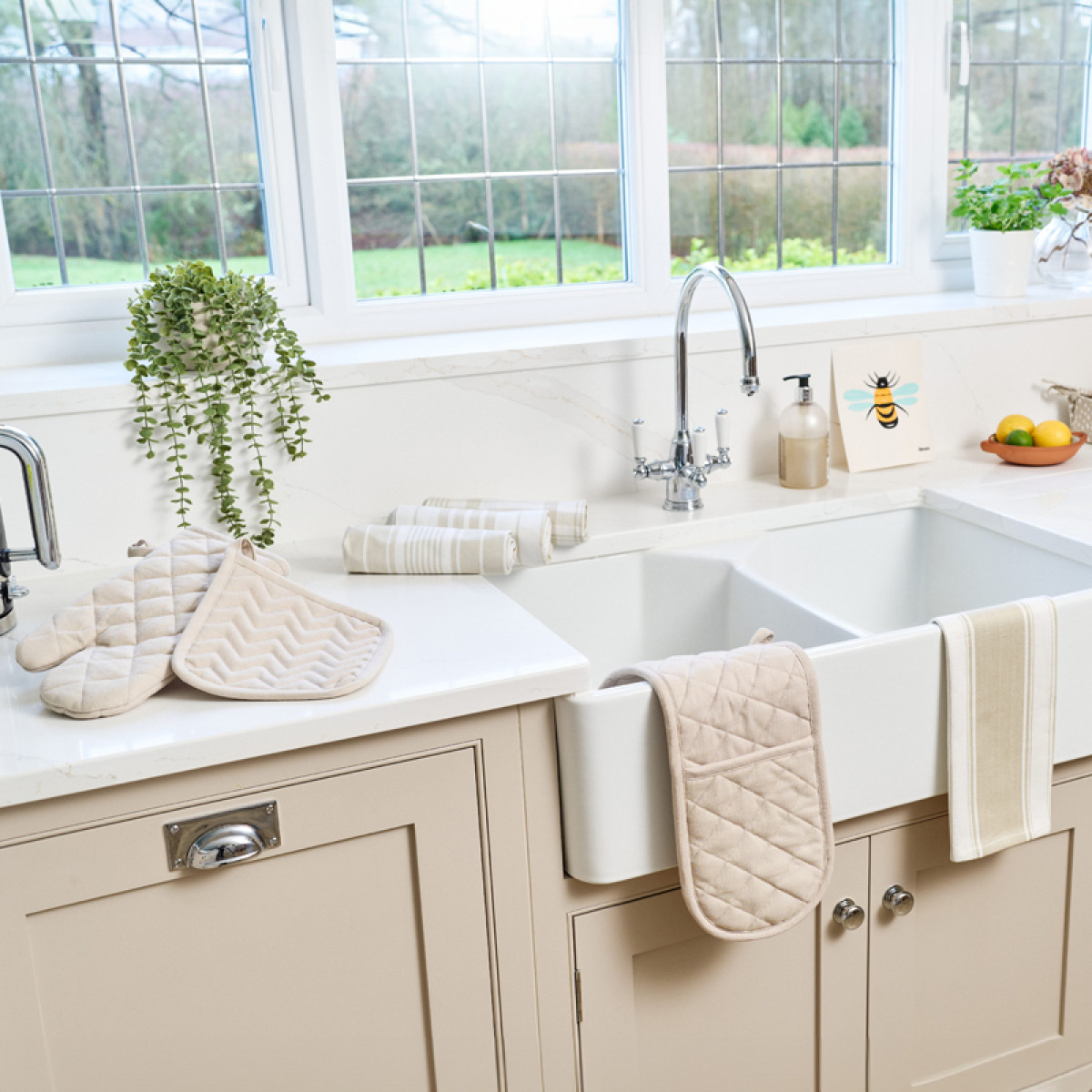 Dexam Love Colour randig kökshandduk 70x45 cm greige