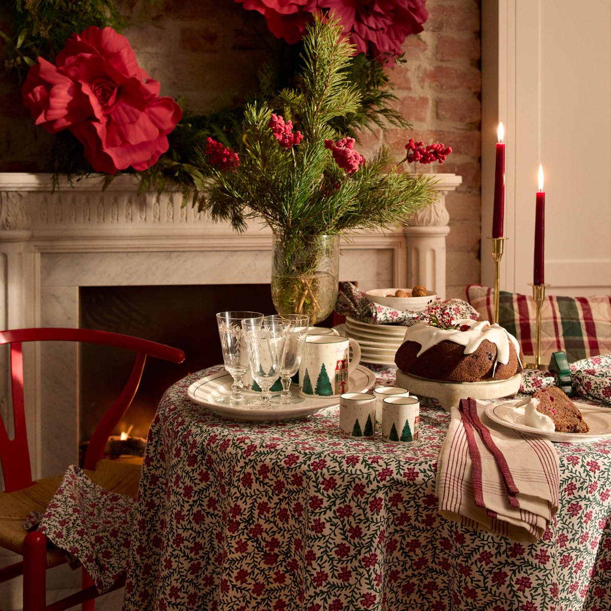 Lexington Original bomullsduk 180x180 cm blomstertrykk