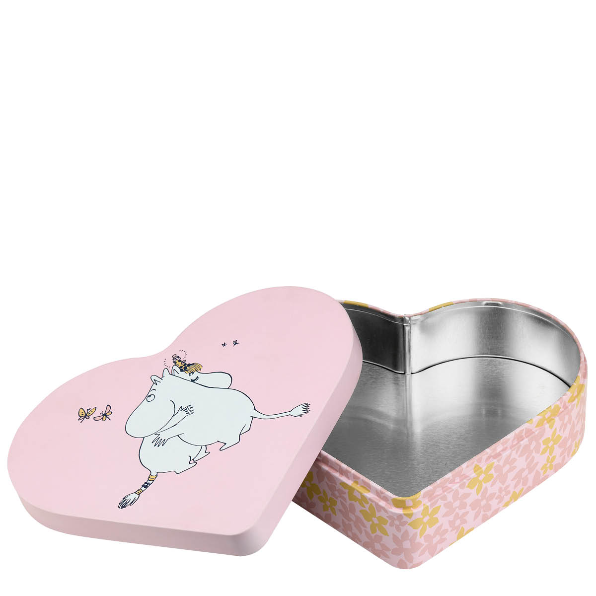 Muurla Mumin plåtburk hjärtformad Kram 18x14,5 cm rosa