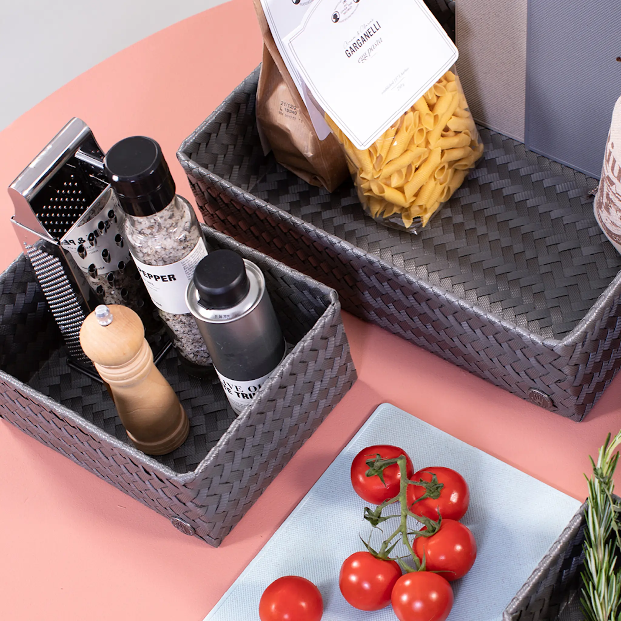 Handed By Fit liten oppbevaringskurv 18x12x7 cm dark grey