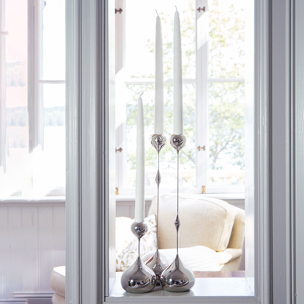 Klong Tender Kynttilänjalka Korkea 35 cm Hopea