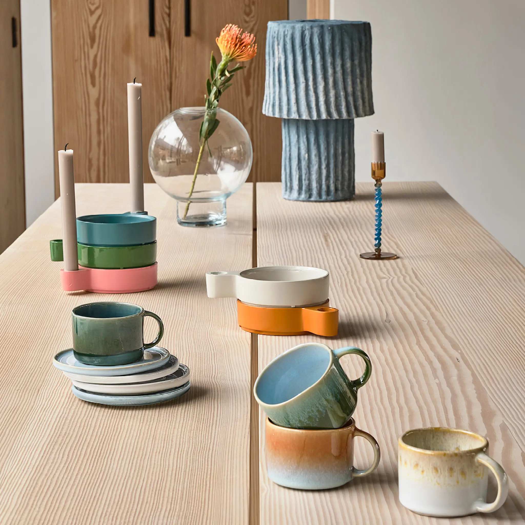 Villa Collection Style Kynttilänjalka 16,3 cm Sininen/Keltainen