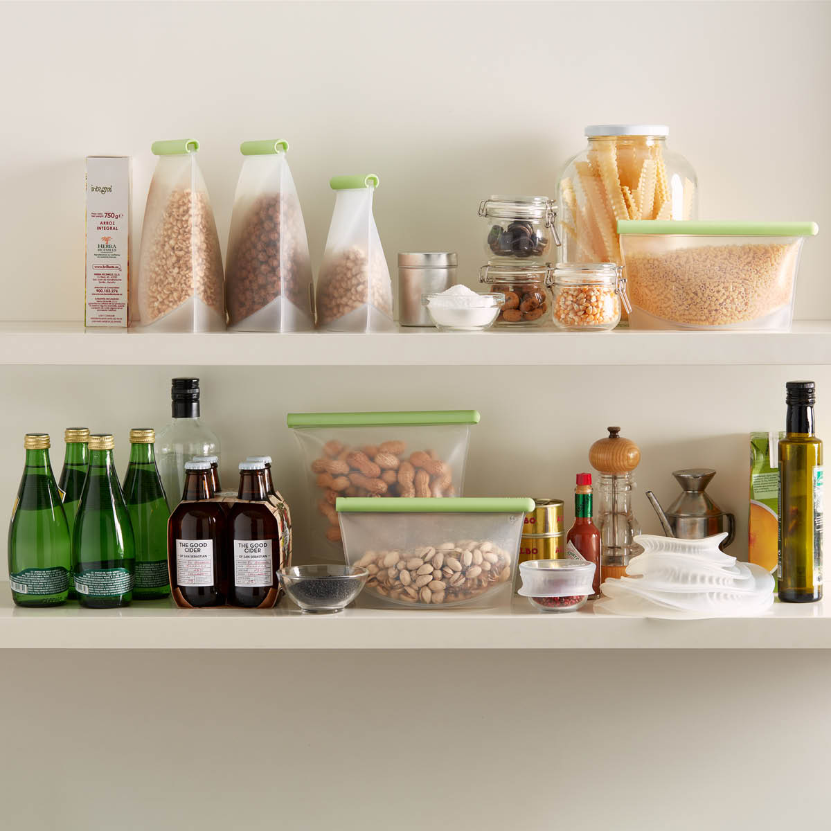 Lékué Återanvändbar silikonpåse 1 L grön