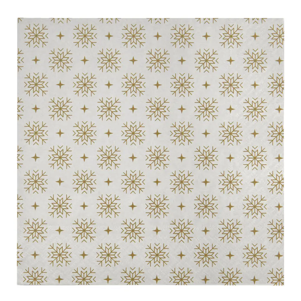 Snowflakes servietter 40 stk hvit gull