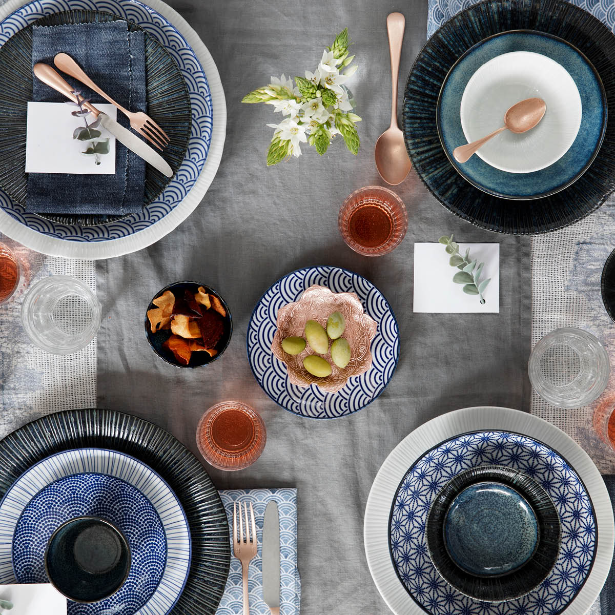 Tokyo Design Studio Nippon Blue tallerken 16 cm dots