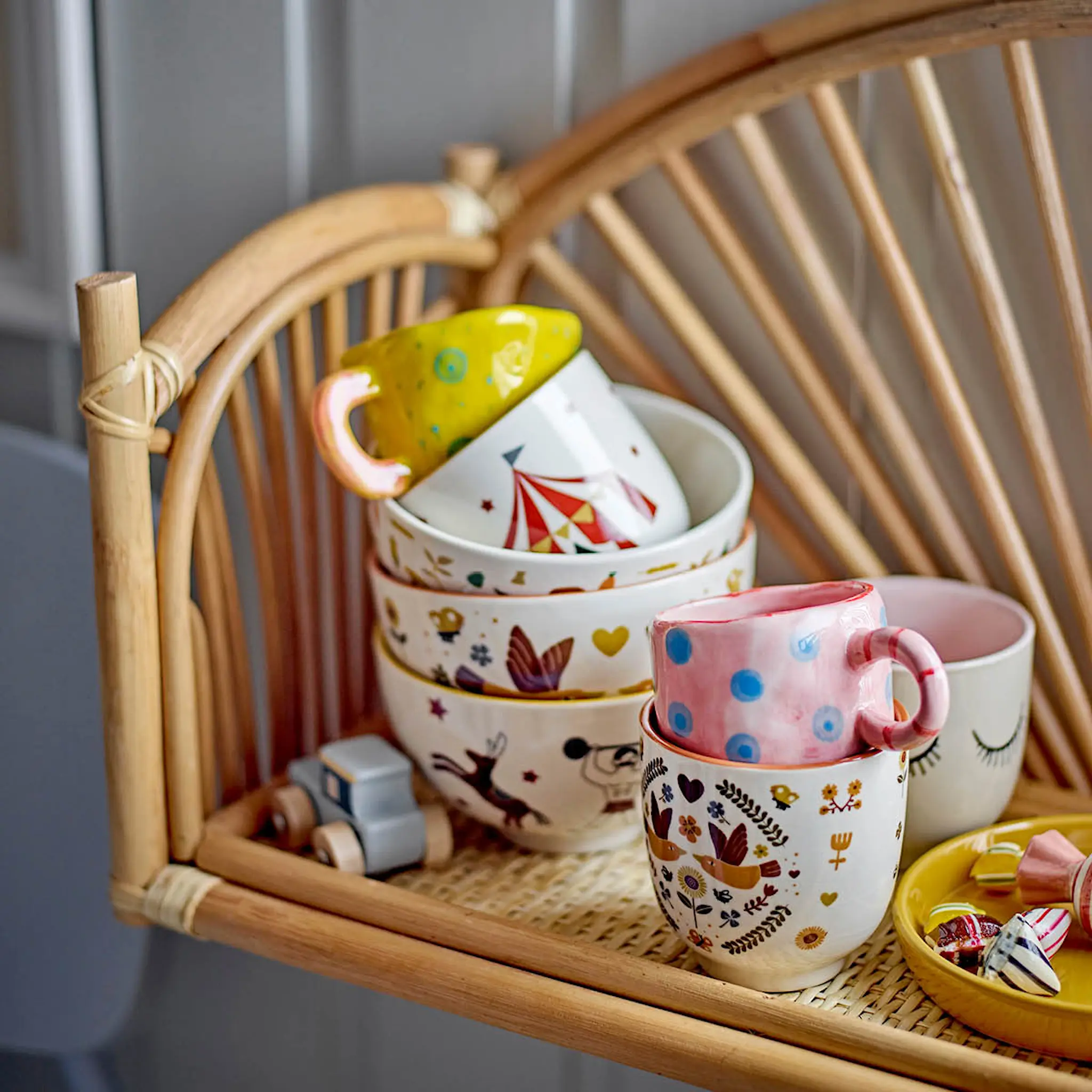 Bloomingville MINI Nini mugg 10 cl rosa/blå/röd