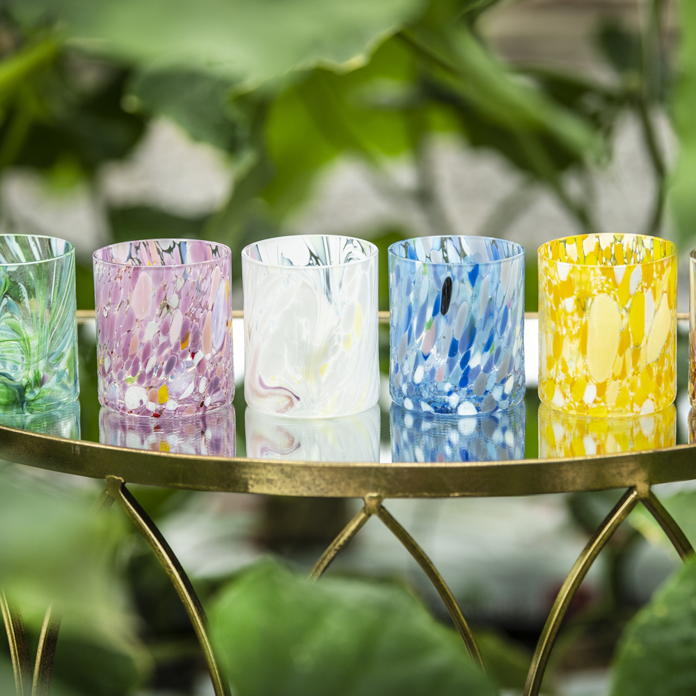 Magnor Swirl drikkeglass/lykt 35 cl blå multi