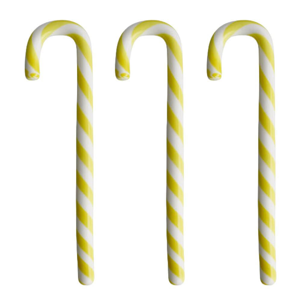 Kosta Boda - Polka tikkari 17 cm 3-pack valkoinen/keltainen