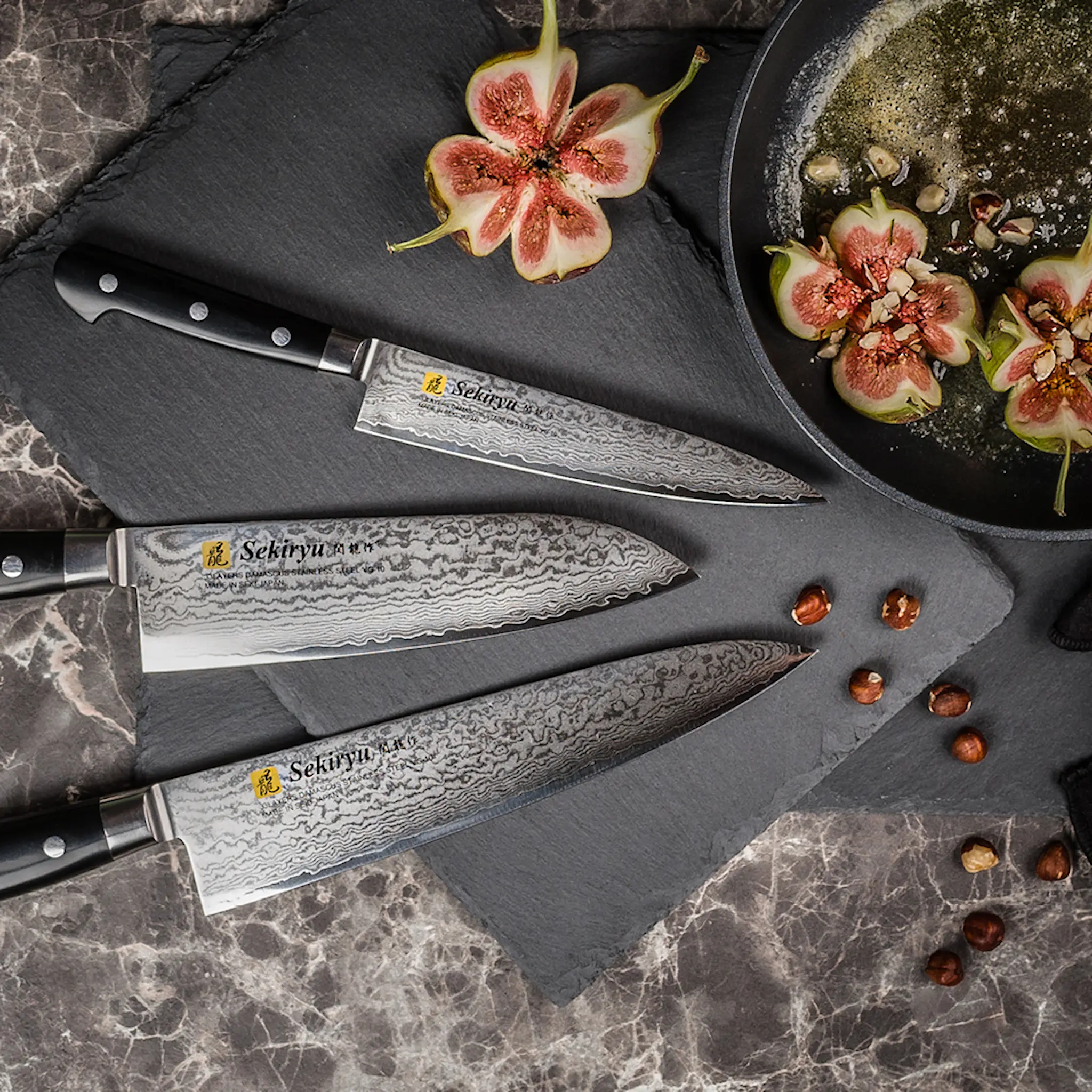 Sekiryu Damask kockkniv 21 cm svart