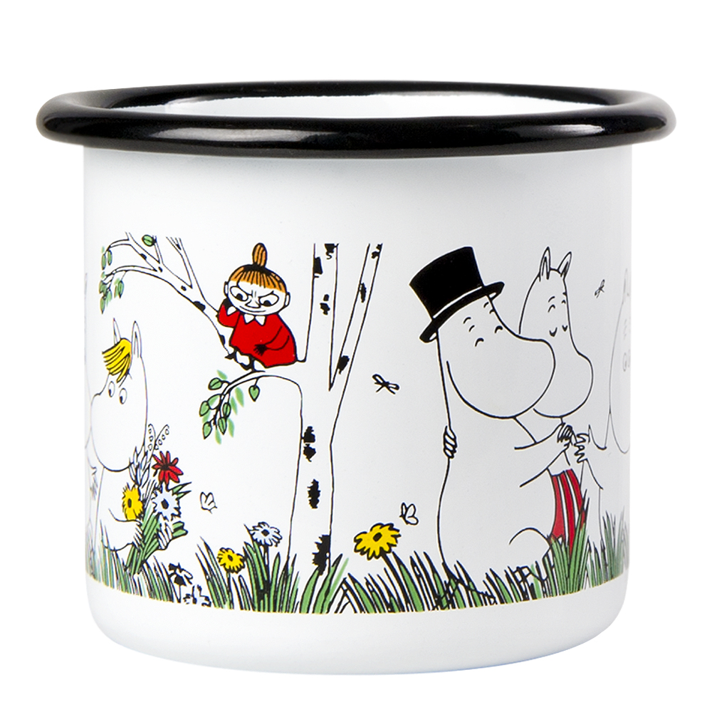 Muurla Mumin Emaljmugg Glada Familjen 15 cl Vit