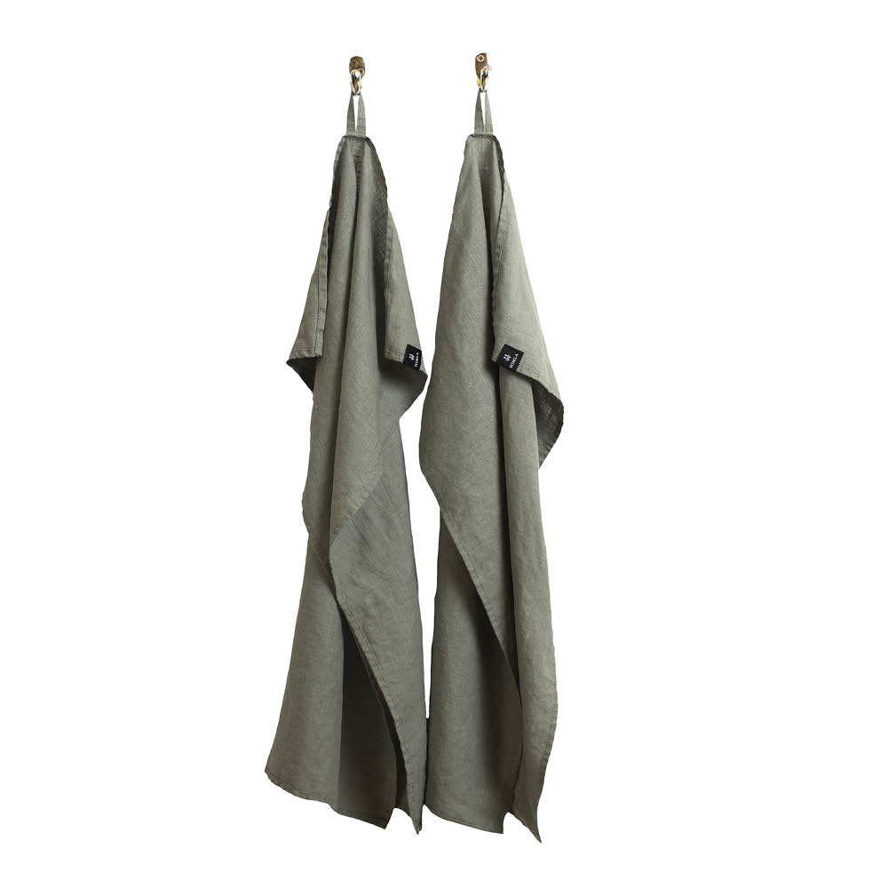 Himla Sunshine kökshandduk linne 50x70 cm 2-pack sage