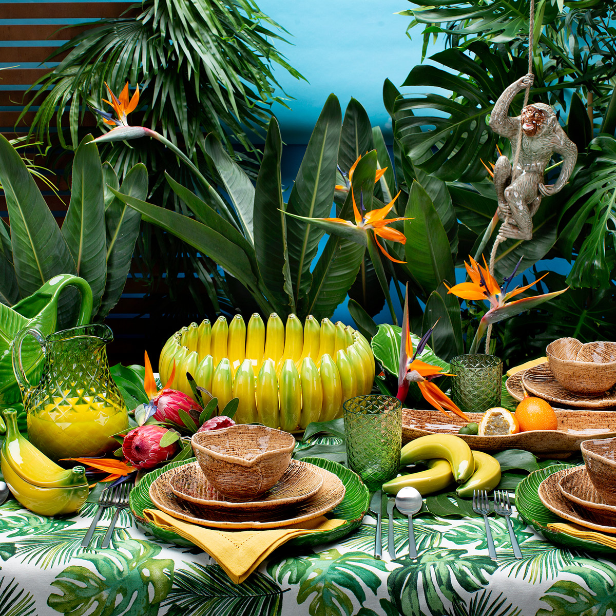 Bordallo Pinheiro Banana Madeira skål 38 cm gul