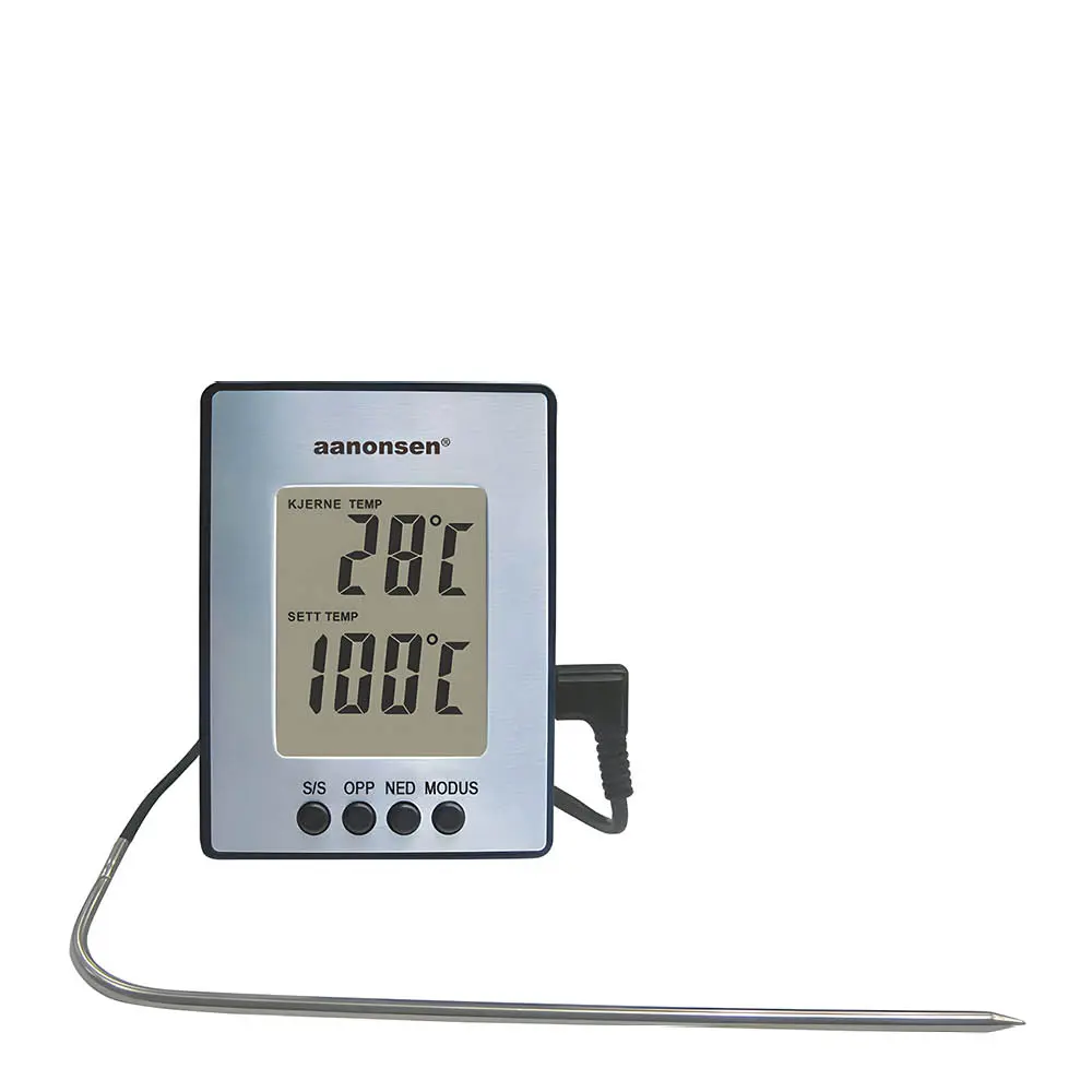 Steketermometer digitalt m/silikonledning aluminium