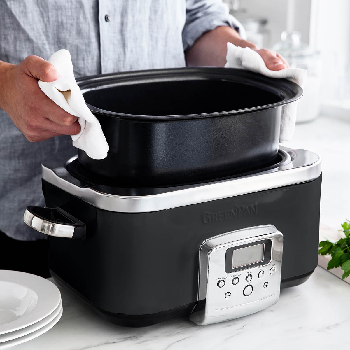 GreenPan Elite slowcooker 6L svart