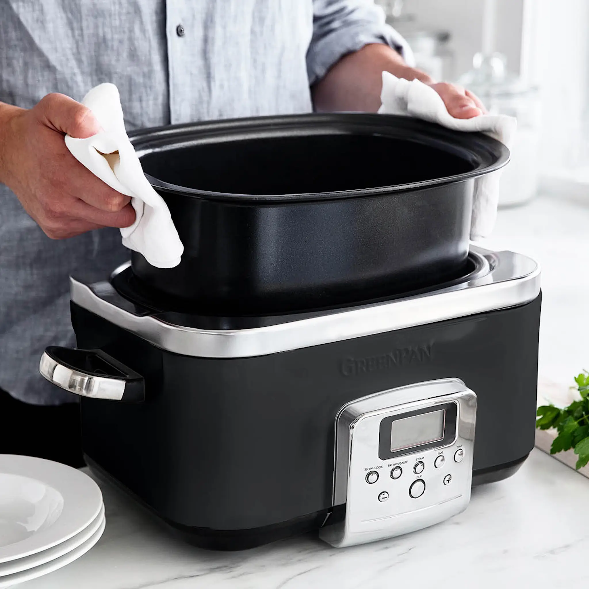 GreenPan Elite slowcooker 6L svart