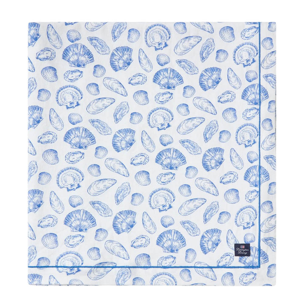 Lexington Duk 150x350 cm bomull skallprintet hvit/blå