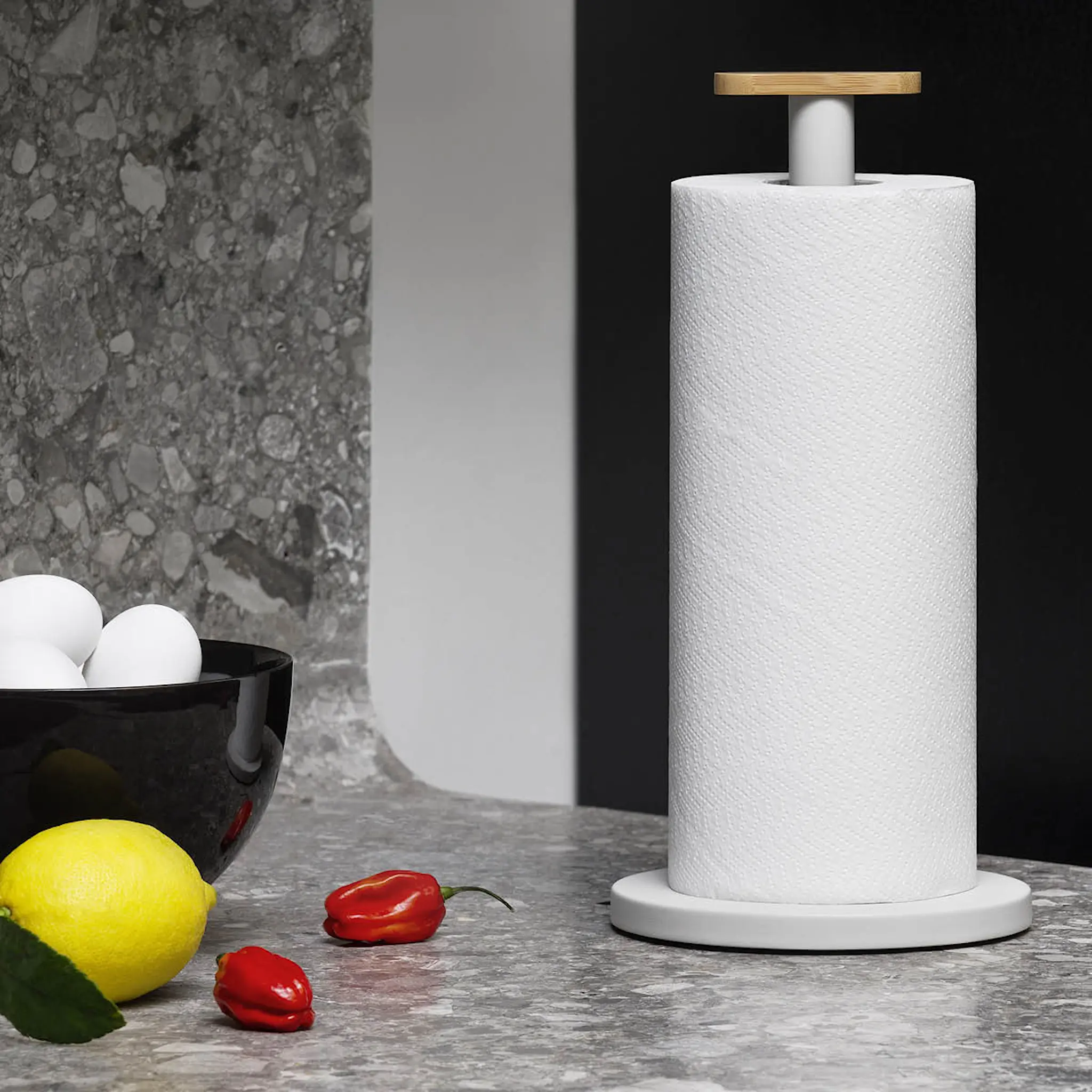 Alessi Mattina talouspaperiteline 33 cm tummanharmaa/bambu
