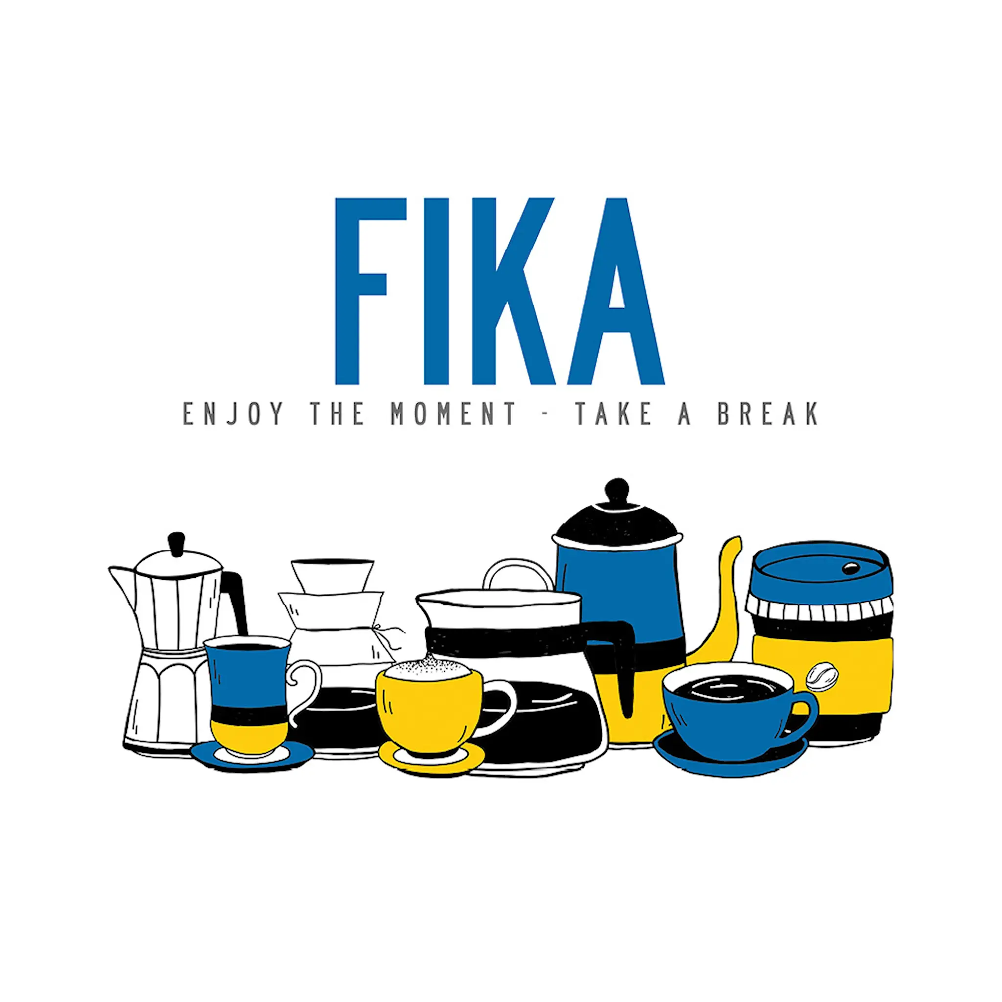Citronelles Fika Servett 33x33 cm Retro Blå/Gul