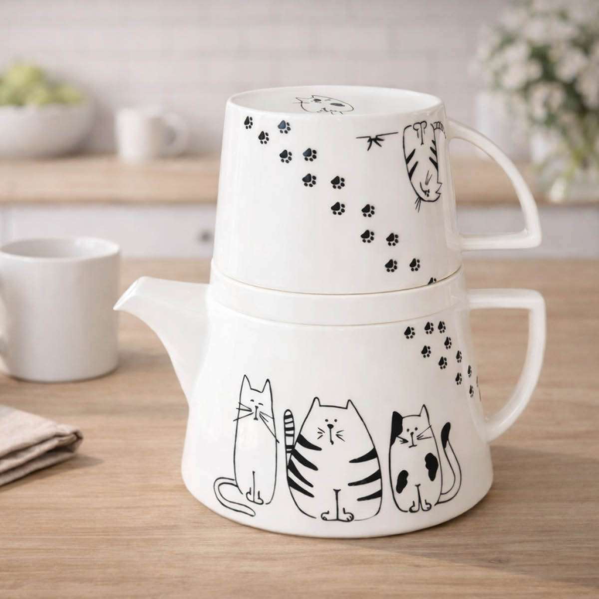 Könitz Tea For Me Teekannu ja muki 40 cl Funny Cats