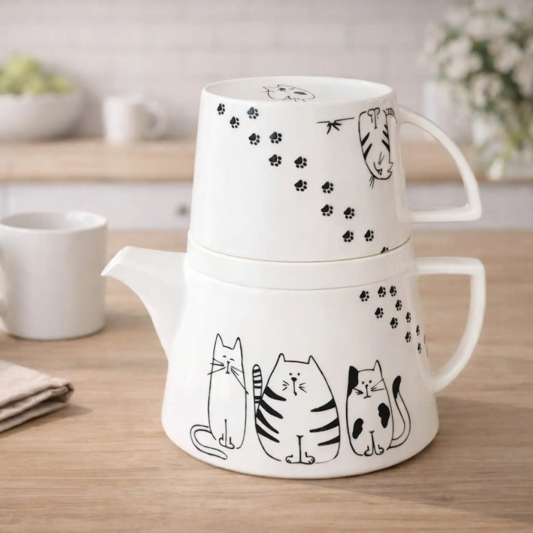 Könitz Tea For Me Teekannu ja muki 40 cl Funny Cats