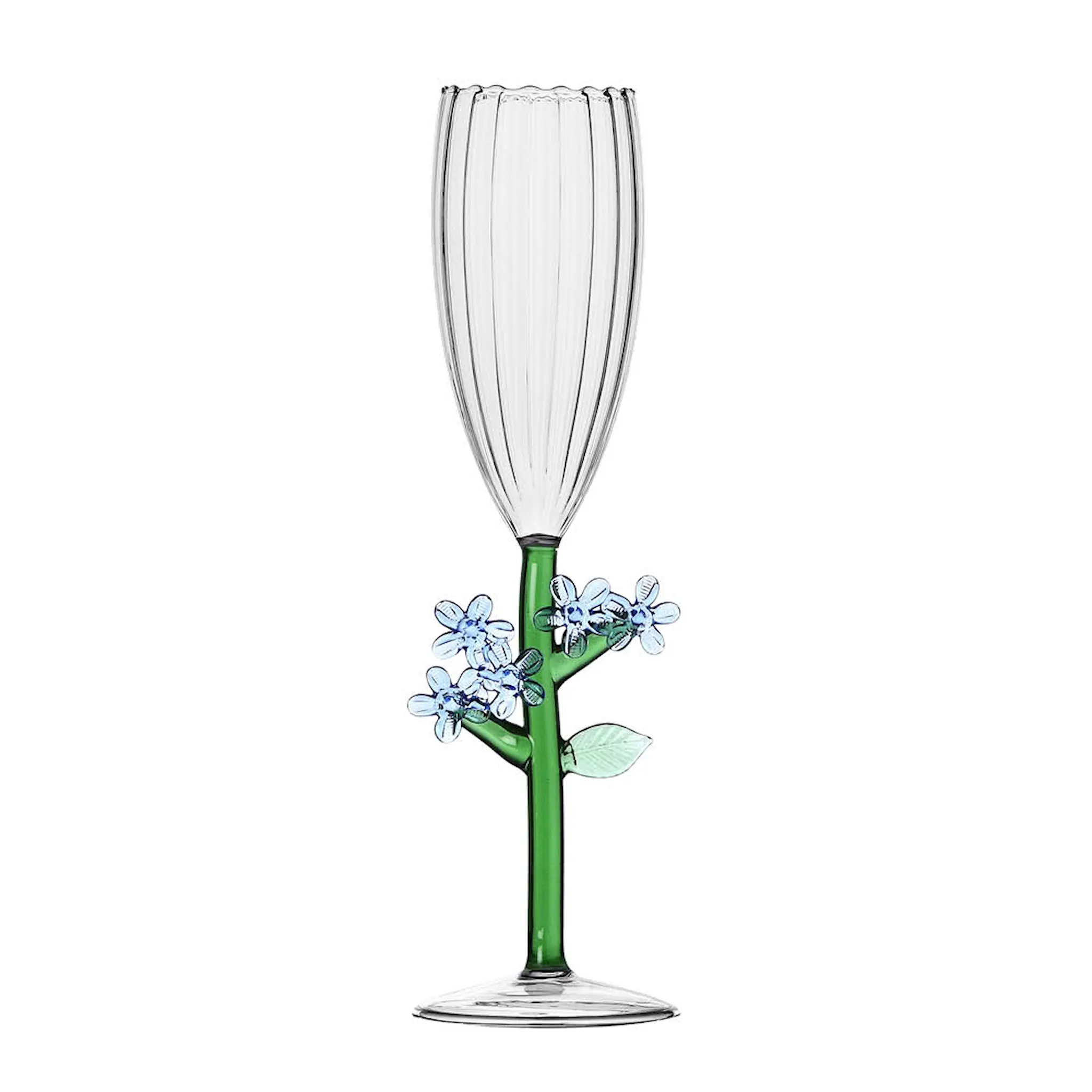 Ichendorf Milano Botanica optisk champagneglass 16 cl lyseblå blomst
