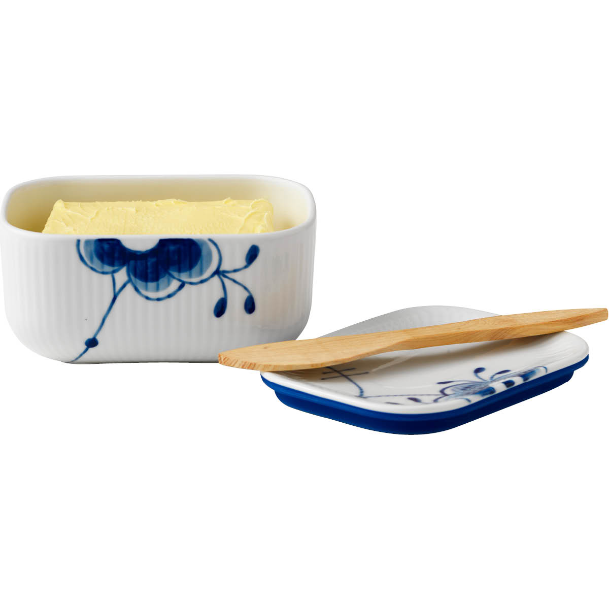 Royal Copenhagen Blå Mega Riflet smørskål m/lokk