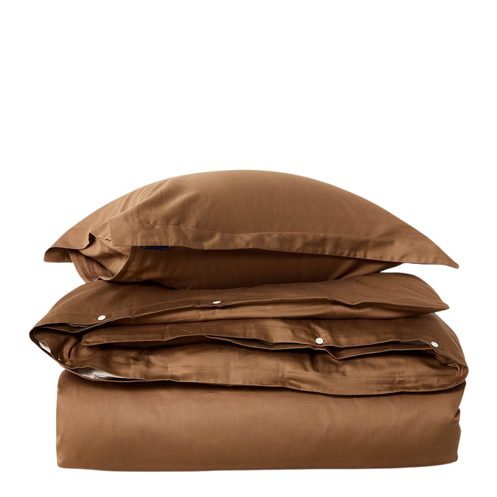 Lexington Påslakanset 220x220 cm bomullsatin enfärgat fudge