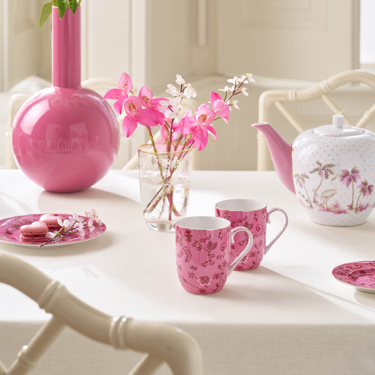 Pip Studio Jolie Flowers liten mugg 20 cl 2-pack rosa