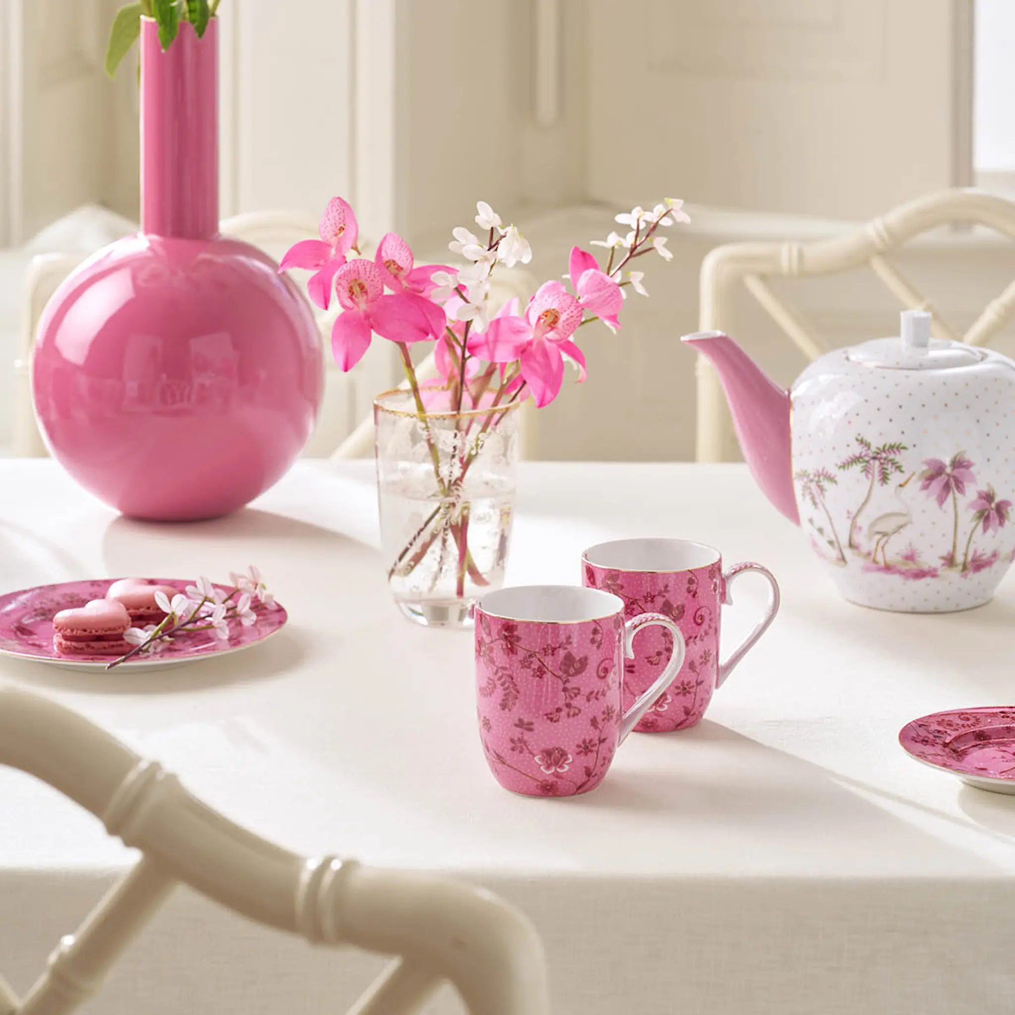 Pip Studio Jolie Flowers liten mugg 20 cl 2-pack rosa