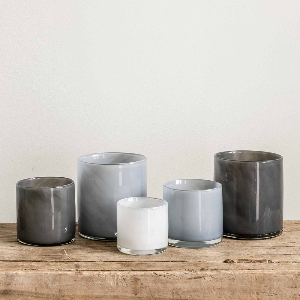 Tell Me More Lyrik lysholder glass 12x14 cm dusty blue