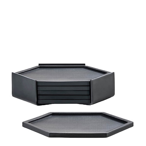 Bold glasunderlägg 6-pack svart