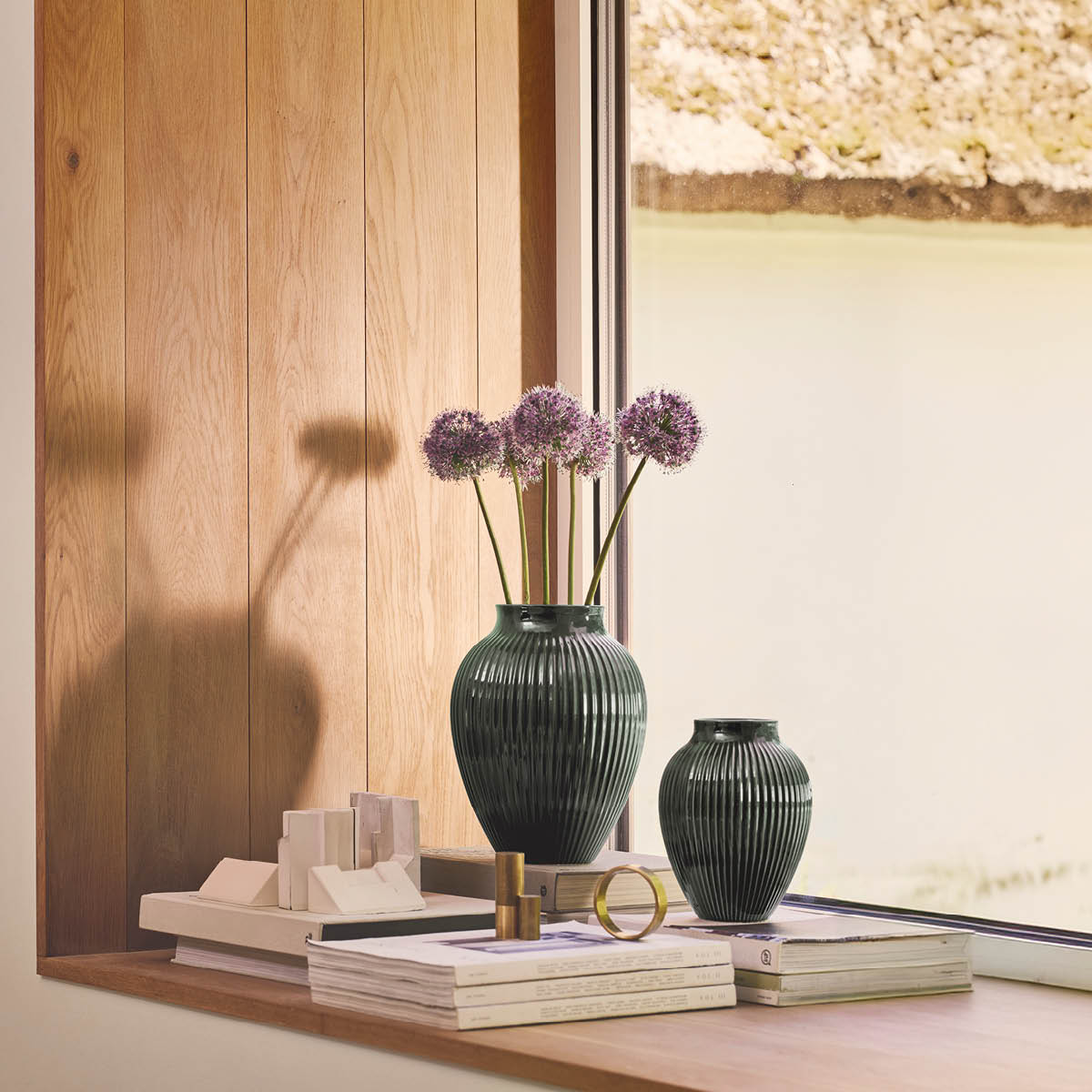 Knabstrup Keramik Ripple Vas 20 cm Dark Green