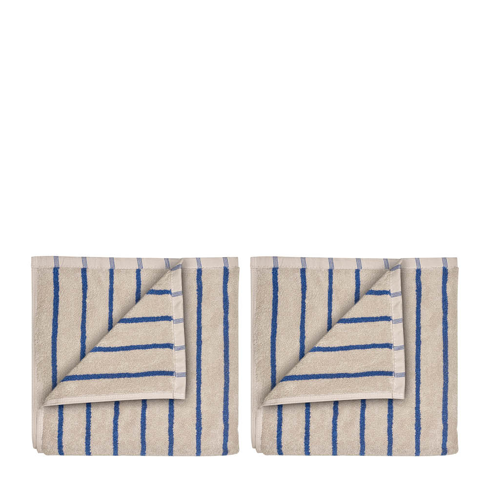 Blomus Arto gästhandduk 50x30 cm 2-pack beige/blå smalrandig