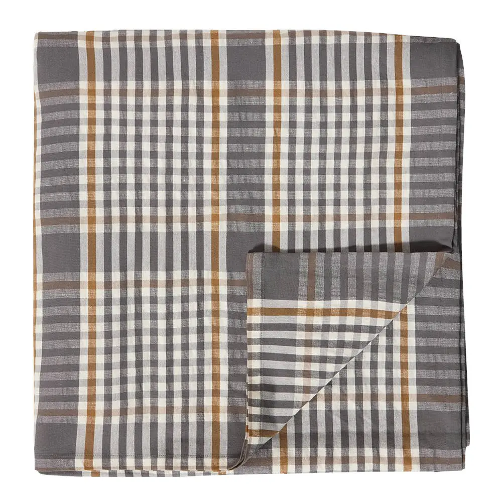 Rutete duk 150x350 cm grå/hvit/fudge