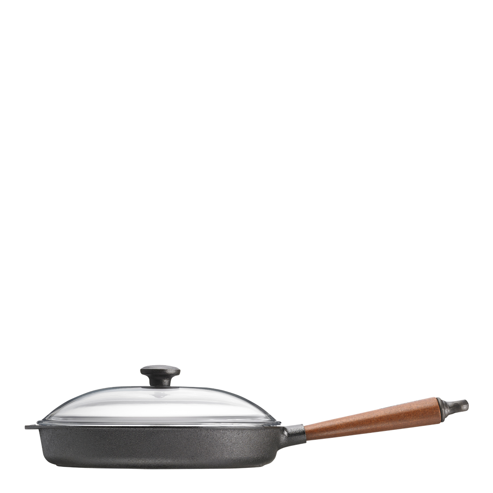 Skeppshult Traditional traktørpanne med glasslokk/trehåndtak 28 cm