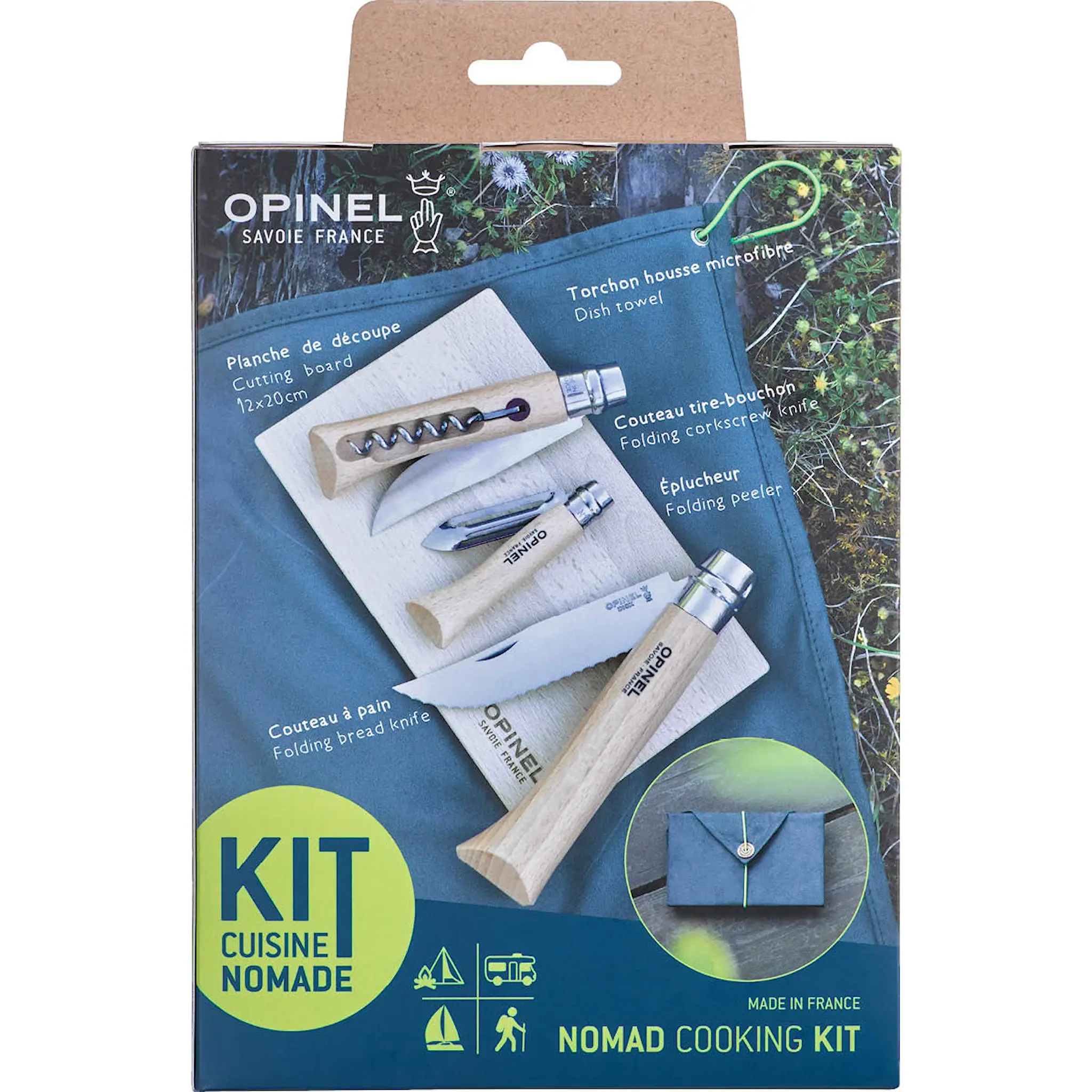 Opinel Nomad Cooking Kit portabelt matlagningsset 5 delar bokträ