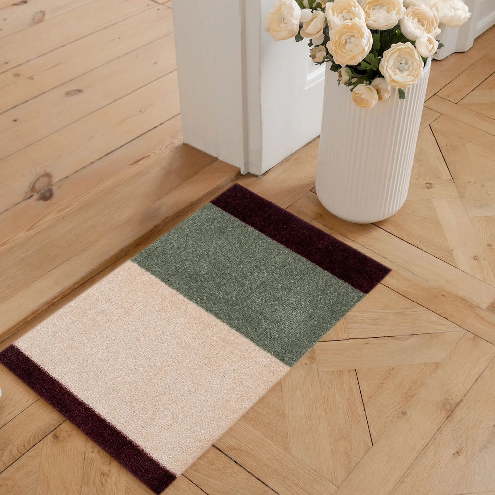 Tica Copenhagen Stripes Horizontally golvmatta 40x60 cm bordeaux/grön/ivory