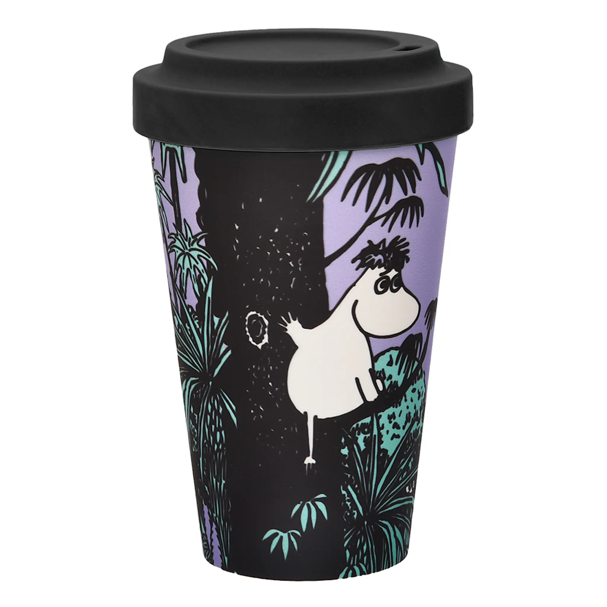 Nordicbuddies Mumin take away mugg 45 cl Mumintrollet djungel lila