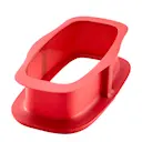 Springform rektangulär i silikon med tallrik 1,2 L röd/vit