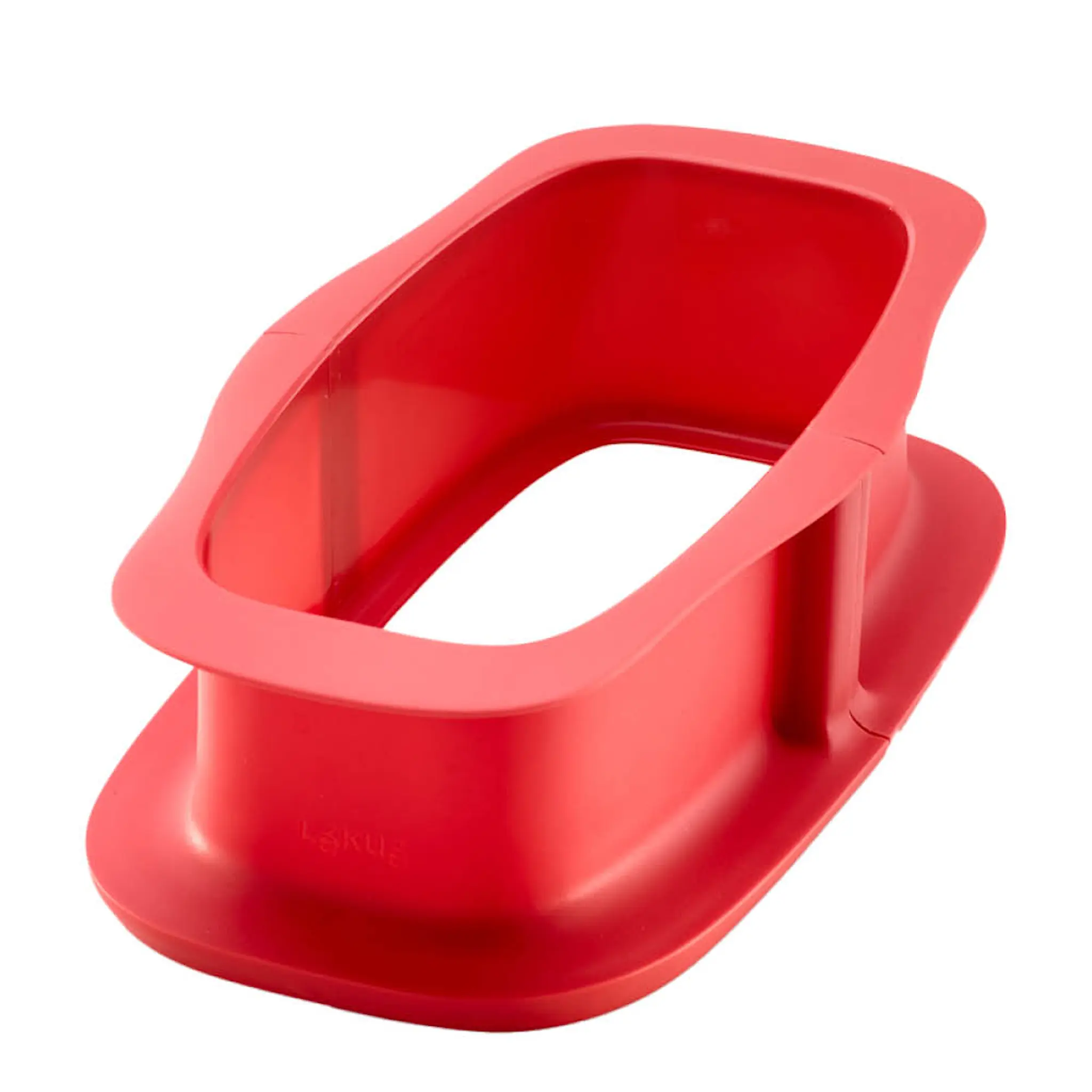 Lékué Springform rektangulär i silikon med tallrik 1,2 L röd/vit