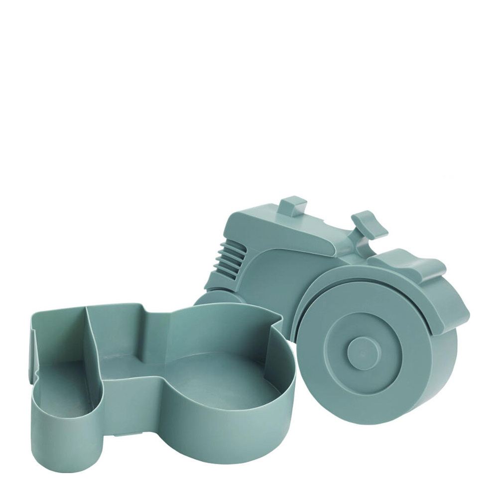 Blafre Traktor matlåda i plast två fack 14x11 cm blågrön