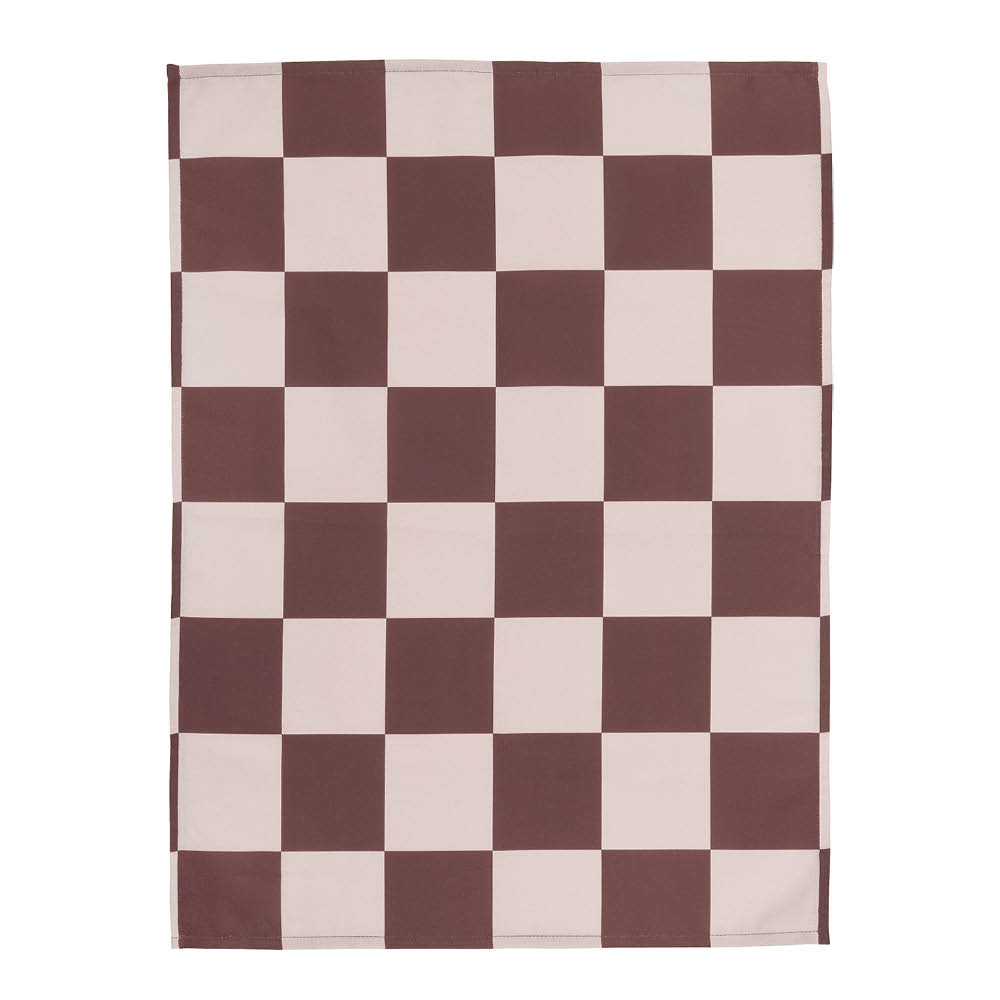 Muurla Checks & Stripes kjøkkenhåndkle 50x65 cm brun/rosa