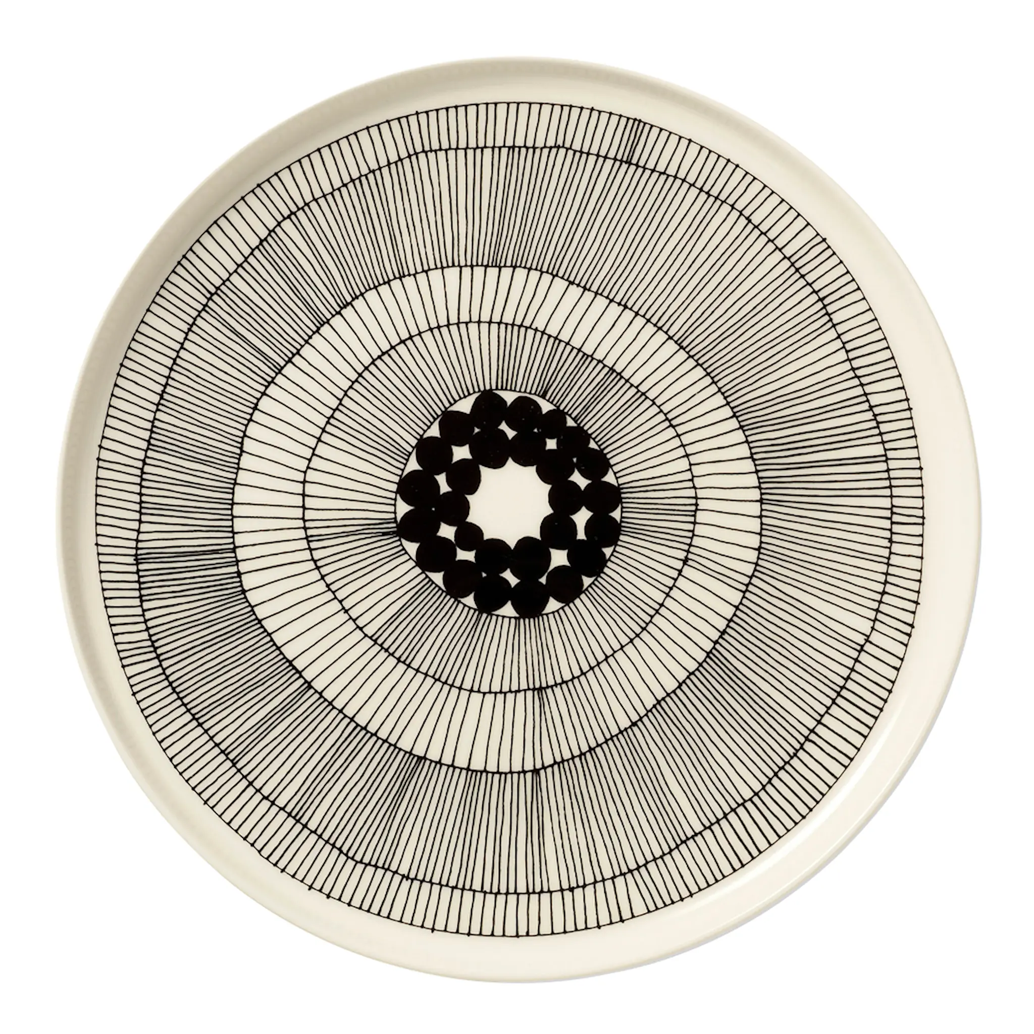 Marimekko Oiva / Siirtolapuutarha Lautanen 25 cm Musta/Valkoinen