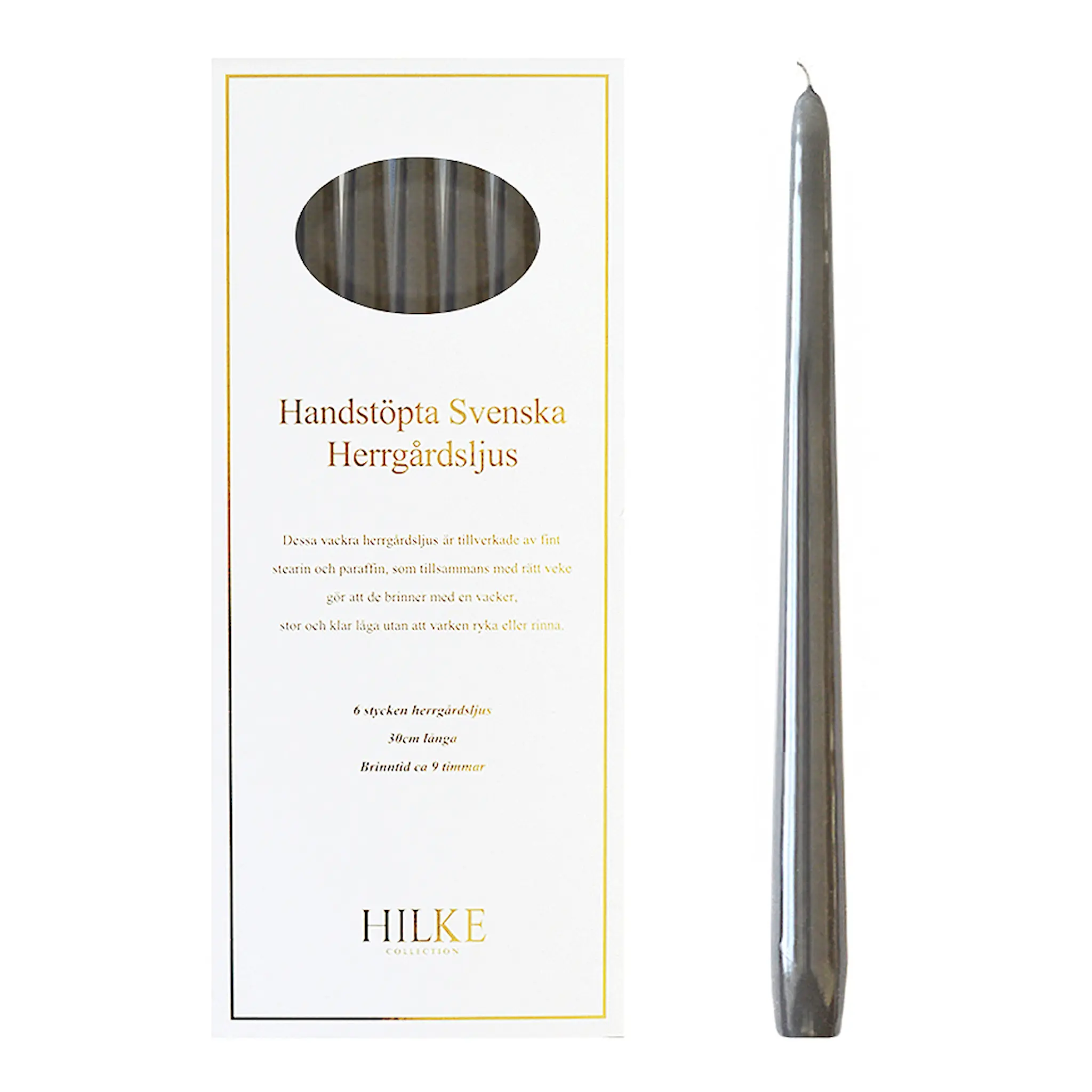 Hilke Herrgårdsljus 30 cm 6-pack Grå
